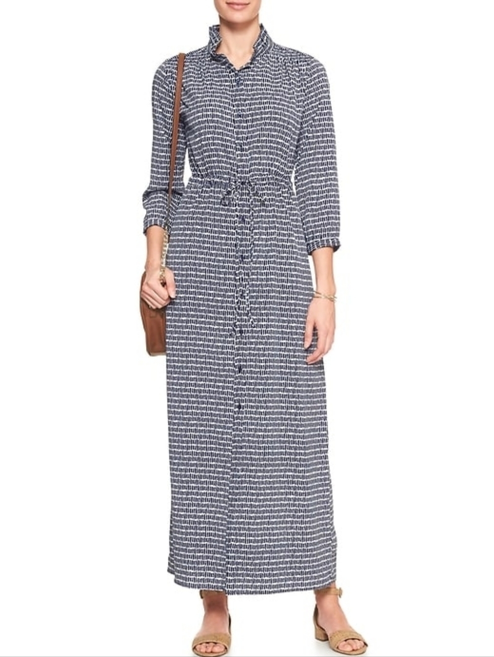 Banana Republic Black and White Patterned Maxi Dress...Size:4